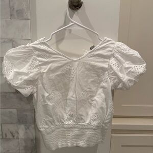 Habitual White Eyelet Puff Sleeve Blouse